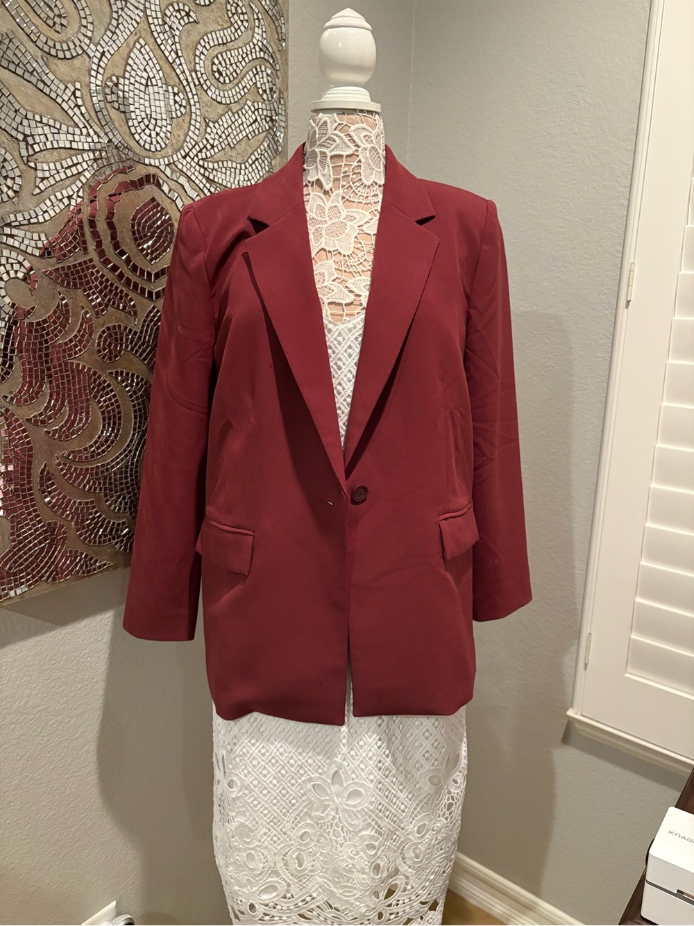 Tailored Dusty Red Single-Button Blazer